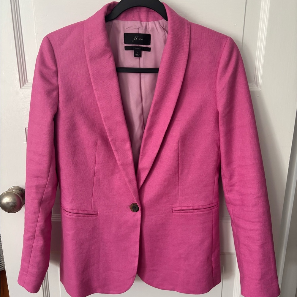J. Crew Parke Hot Pink Linen Blend 1-button Jacket Womens Size 2